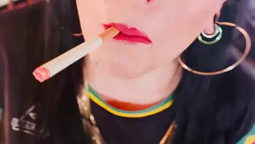 British Mom Tina Snua Double Pumping A Cigarette - Smoking Smoker Smokes OMI OME Drifting