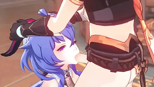 Genshin impact - ganyu ve aether tutkulu seks sahnesi - 3 boyutlu hentai animasyon