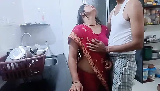 Desi sister-in-law fucked while cleaning in the kitchen while talking sexy things