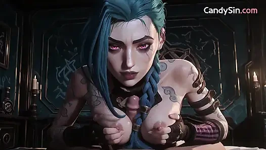 Dövmeli jinx yumuşak domaltmalı okşuyor yapay zeka pornosu