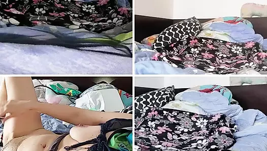 Hot wife fingers pussy until orgasm. Female masturbation with moans.