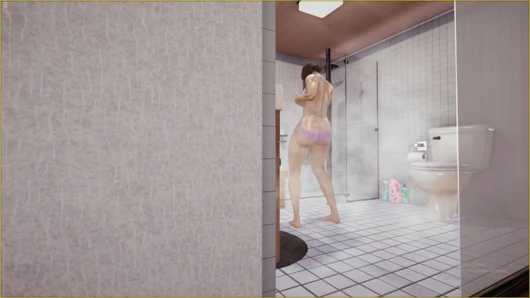 Stepson Jerking Cock While Watching Japanese Stepmom Masturbating Pussy In Bathroom