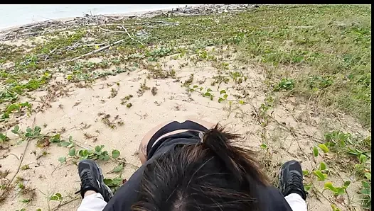 Anal day on the beach with naughty voyeurs