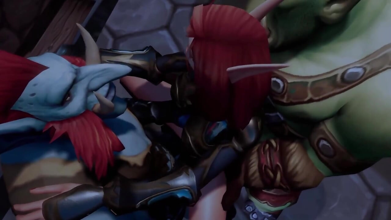 Elf bir ork ve bir wartroll tarafından çifte sikiliyor - warcraft parodisi