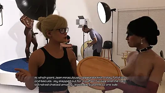 Üç panel: aldatılan adam karısının ırklararası bdsm pornosu yapmasını dominatrix ve itaatkarları olarak izliyor - bölüm 14