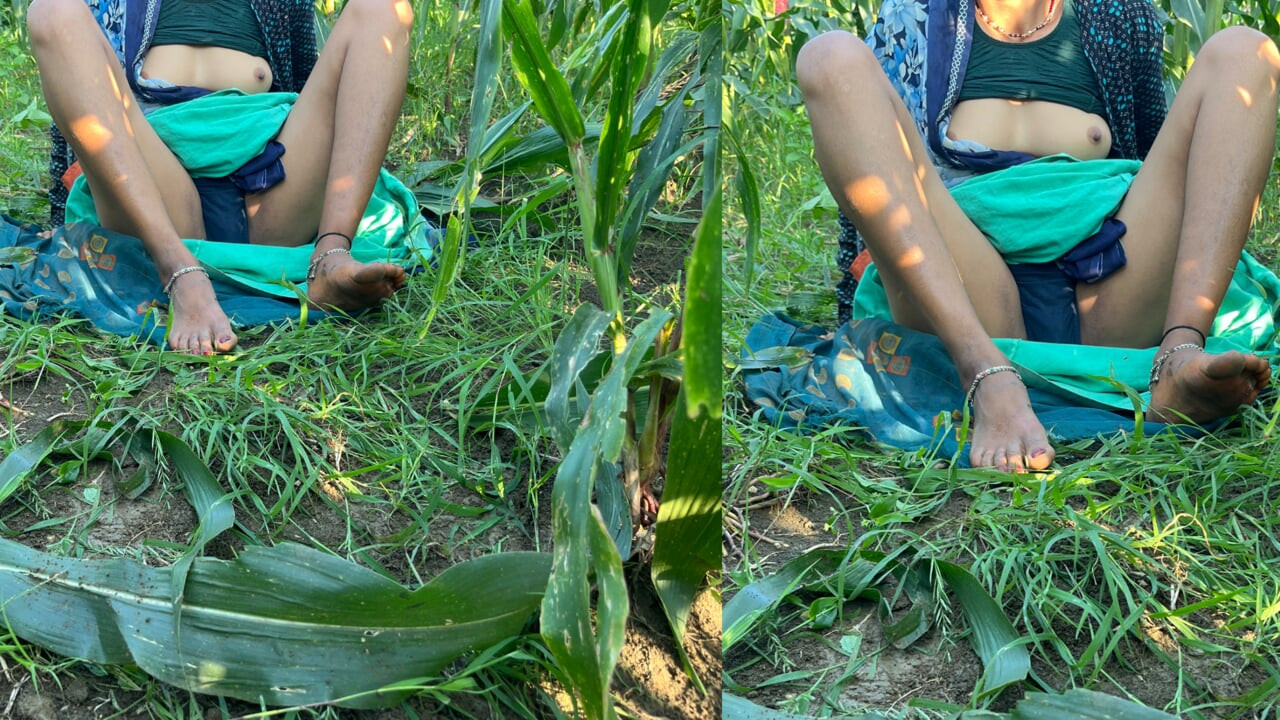The sister-in-law of the village shows her figure in the open field, a tight-bodied, Indian-looking woman.
