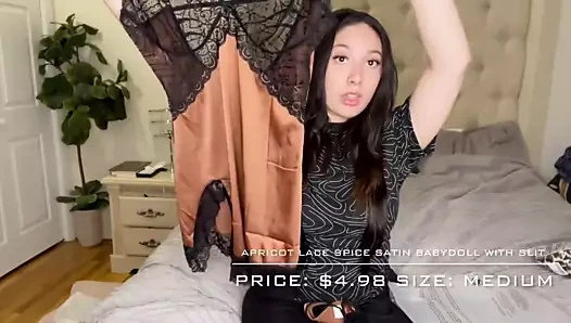 satin nighty try on haul by model