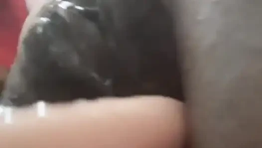 Yakın çekim siyah amımı beyaz didlo ile sikiyorum