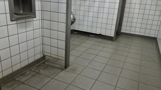 Public restroom on german national road with pee and public cum in the wc
