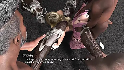 Aldatan Sürtük Sarışın Evli Kadın Bir Sürü Büyük Siyah Yarakla Grup Seks Yapıyor