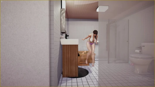 Stepson Jerking Cock While Watching Japanese Stepmom Masturbating Pussy In Bathroom