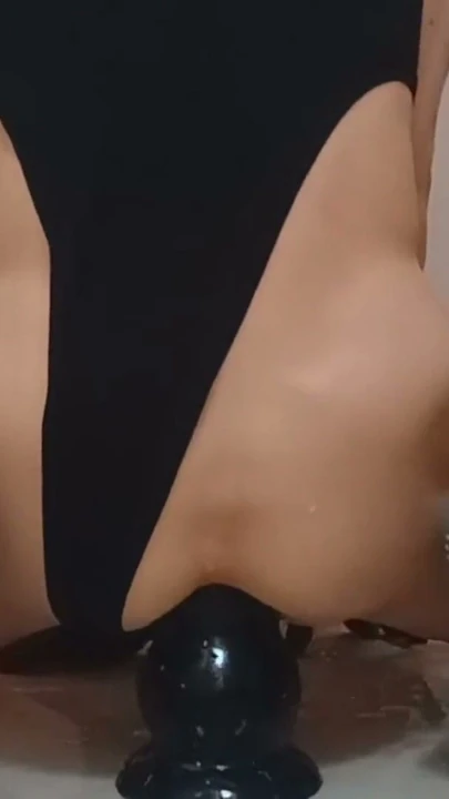 Sissy-Kuroko Anal Fist Dildo Black leotard | Clip 3