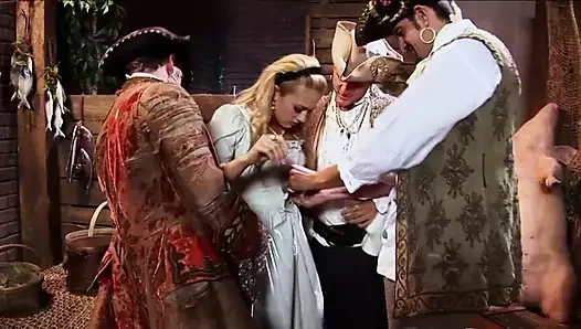 İri göğüslü genç kız birkaç azgın fahişe tarafından götten sikiliyor