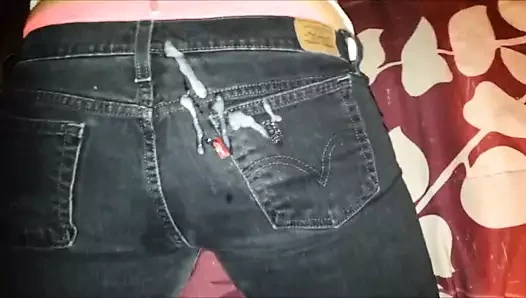 Cum on black jeans