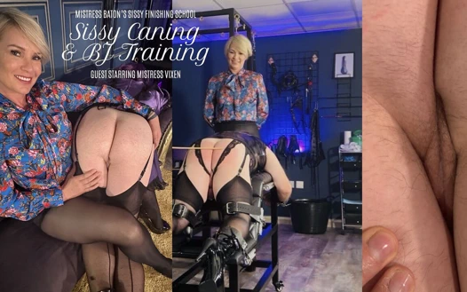 Sahibe Baton'un kadın kılıklı okul misafiri sahibe Vixen'i başrolde oynuyor: kadın kılıklı sopalama ve sakso eğitimi