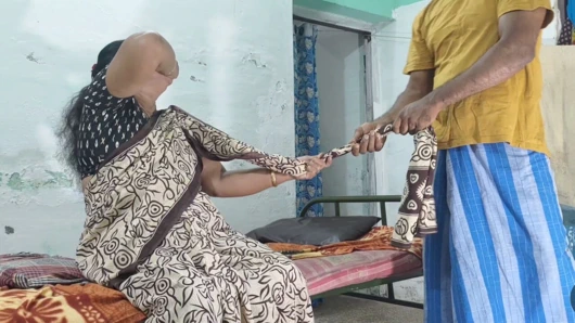 While My Stepmother Was Drinking Water, I Went There, Pulled Her Saree, and Had Sex with Her.