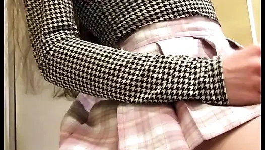 TikTok compilation part 9: slim girl dancing, mini skirt, shorts, striptease, stockings and long legs, dancing on top