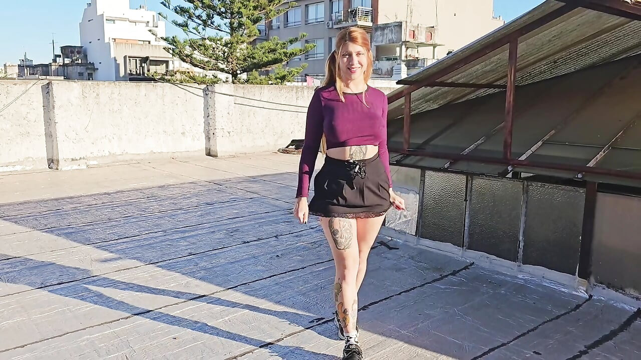 Almost Caught having Sex with Shameless Big Boobs Girl on Public Terrace