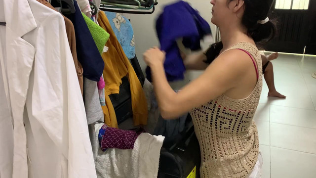 My stepsister gets stuck in the washing machine and I unclog her with my cock