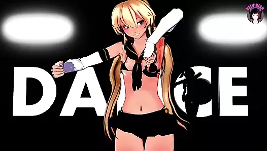 Kısa etekli seksi genç kız dansı + kademeli soyunma (3 boyutlu hentai)