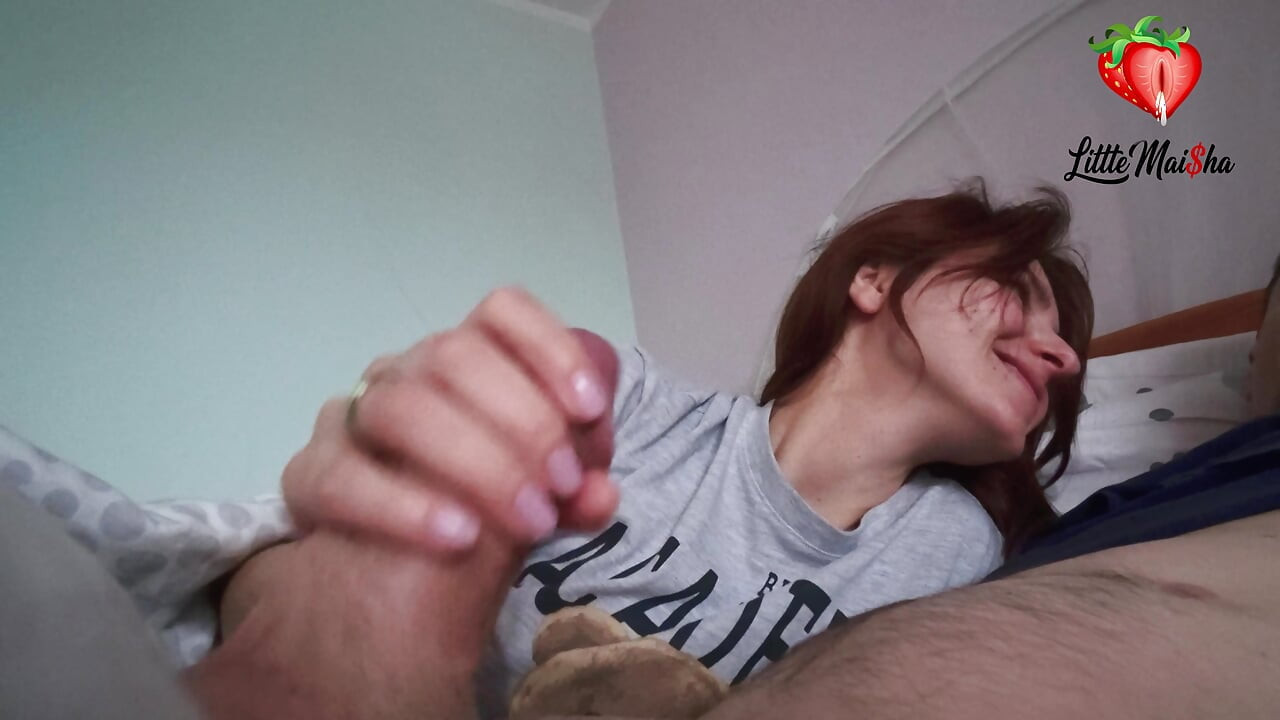 Three days and three mornings of hard cock handjob by a skinny brunette