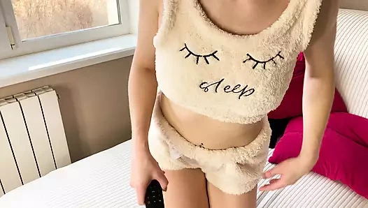 Stepfather Fucks Stepdaughter for Waching on Him - Russian Amateur with Conversations