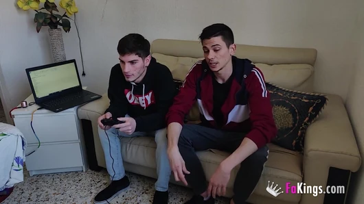 Lockdown threesome between two horny dudes and their sexy teenage girlfriend