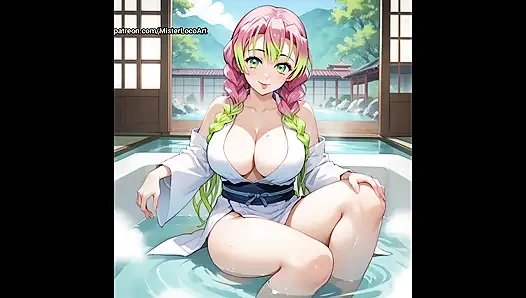 Mitsuri Kanroji büyük memeli hentai saunasında dinleniyor