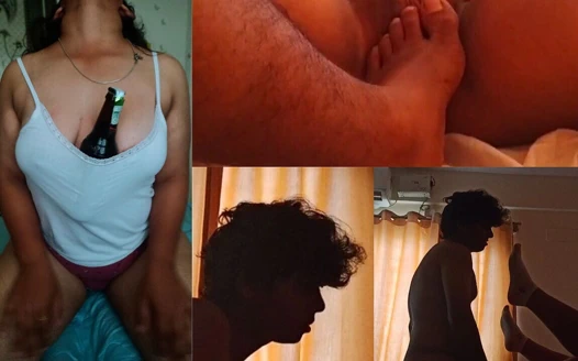 Ateşli erkek arkadaş aldattı ve üvey kız kardeşlerin amının içine boşaldı