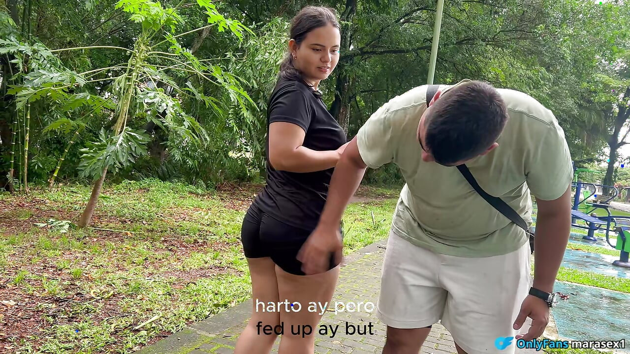 in the PARK: a horny milf can't resist giving me a hard tits fuck