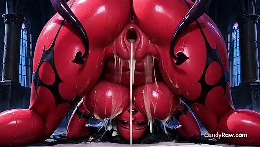 Gece yarısı erotik animasyon ateşi içinde şehvetli 3D succubus çiçek açıyor