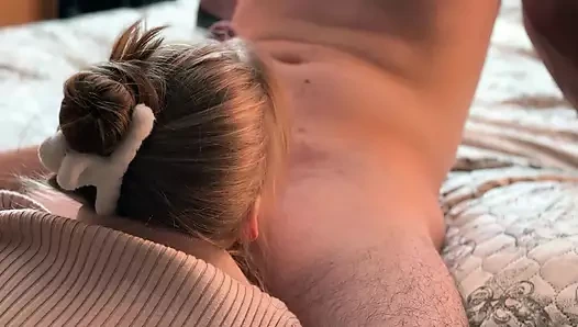 Satisfied Russian girl received sticky sperm