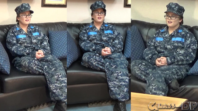 This slutty soldier has gone from basic training to hardcore