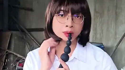 Trap Tingxuan profesyonel takım elbise, yüksek topuklu topuklu açık hava anal seks