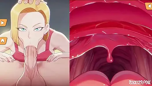 Android 18 gears deep - Android 18'in mükemmel oral seksi
