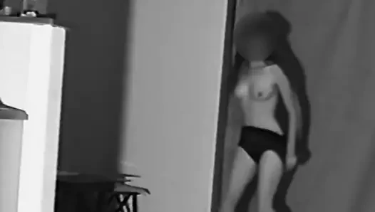 Gerçek amatör içinde yüksek topuklu şeritler ve parmak onu kedi