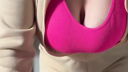 18 Year Old with Huge Tits Gives Handjob