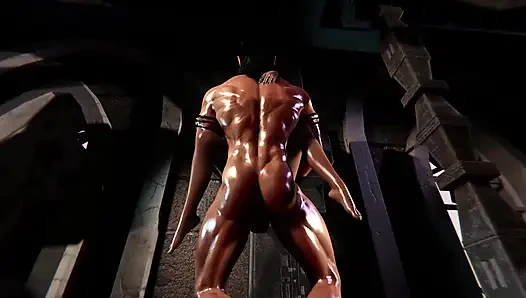 Güzel sarışın 3 boyutlu elf büyük yarakla duvara karşı sikiliyor