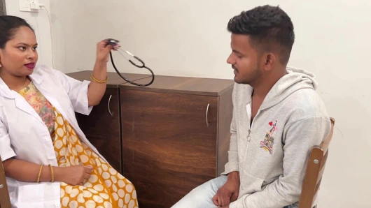 Seeing the sexy doctor, the boy's mood became and both of them had sex