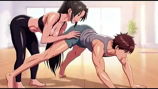 Üvey annenin özel yoga talimatı son derece ateşli ve tabu 3 boyutlu animeye dönüşüyor