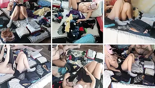 Foreplay in the bedroom with an amateur couple.