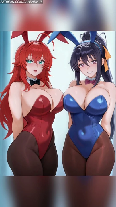 Rias and Akeno Bunny Girls Breast Bounce - DxD