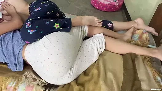 We were in our pajamas until my friend took it off