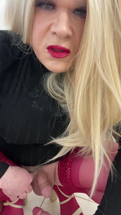 Horny sissy crossdressing trans almost cums on a cock and then talks to his milf stepmom about sucking cock | Clip 1