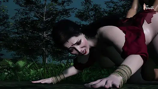 Hintli aldatan evli kadın Savita kayınbiraderi baştan çıkarıyor ve ormanda onunla seks yapıyor. - Savita Yenge