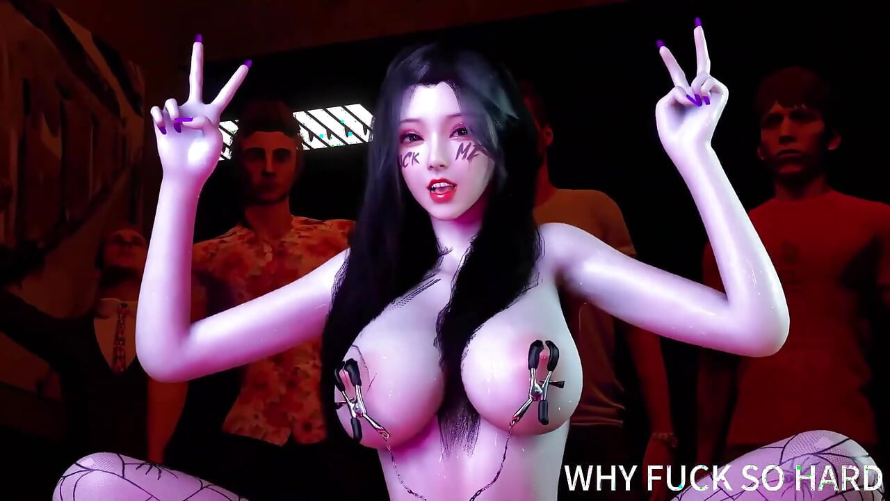3D Horny Slut Asian Stripper Cheating with Big Cock in Public