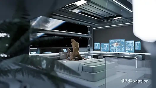 Nexus-3: Benim yörüngemde. Baştan çıkarıcı busty sarışın uzay istasyonunda en iyi sekse sahip