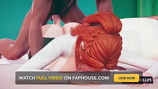 Tombul kızıl saçlı profesör ofis fantezi gözlüklerine giriyor, gömlek sıkı, tutum yaramaz