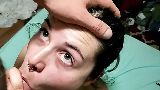 Sloppy Blowjob And messy Facial For Cute Petite Teen