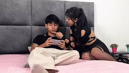 My Goth Stepsister Gives Me My First Blowjob | Valentinx1